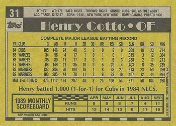 1990 Topps #31 Henry Cotto Back