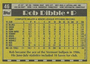 1990 Topps #46 Rob Dibble Back