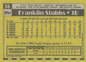 1990 Topps #56 Franklin Stubbs Back