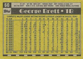 1990 Topps #60 George Brett Back