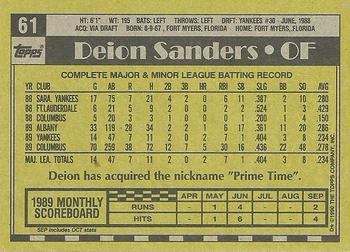 1990 Topps #61 Deion Sanders Back