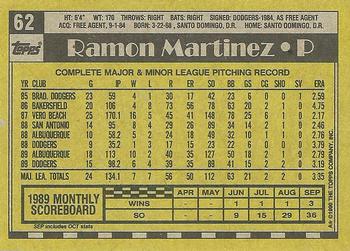 1990 Topps #62 Ramon Martinez Back