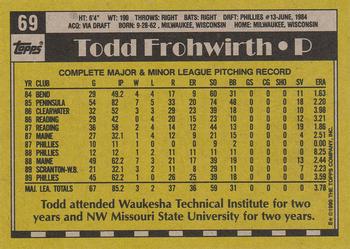 1990 Topps #69 Todd Frohwirth Back