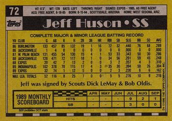 1990 Topps #72 Jeff Huson Back