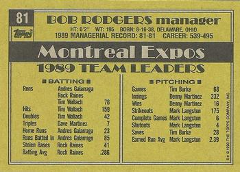 1990 Topps #81 Bob Rodgers Back