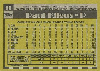 1990 Topps #86 Paul Kilgus Back