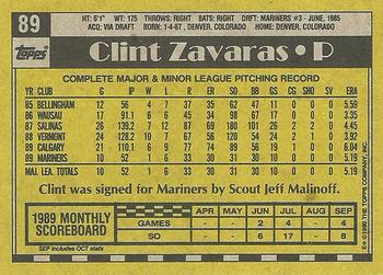 1990 Topps #89 Clint Zavaras Back