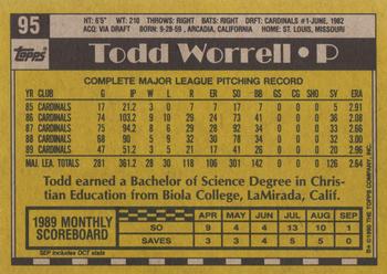1990 Topps #95 Todd Worrell Back