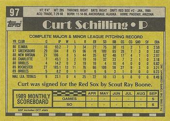 1990 Topps #97 Curt Schilling Back