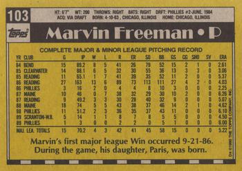 1990 Topps #103 Marvin Freeman Back