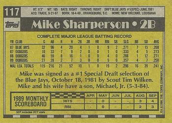 1990 Topps #117 Mike Sharperson Back