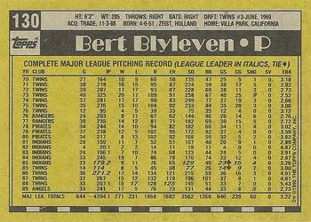 1990 Topps #130 Bert Blyleven Back