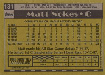 1990 Topps #131 Matt Nokes Back
