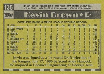 1990 Topps #136 Kevin Brown Back