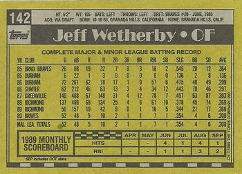 1990 Topps #142 Jeff Wetherby Back