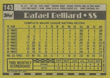 1990 Topps #143 Rafael Belliard Back