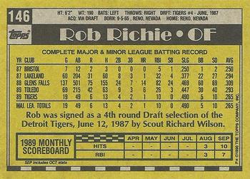 1990 Topps #146 Rob Richie Back