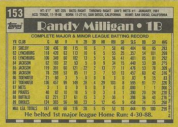 1990 Topps #153 Randy Milligan Back
