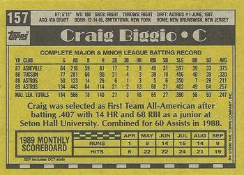 1990 Topps #157 Craig Biggio Back