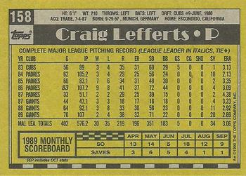 1990 Topps #158 Craig Lefferts Back