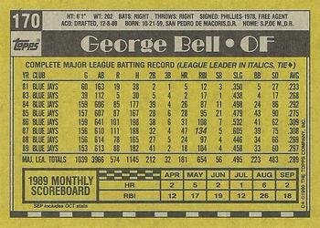 1990 Topps #170 George Bell Back