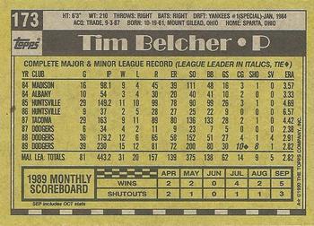 1990 Topps #173 Tim Belcher Back