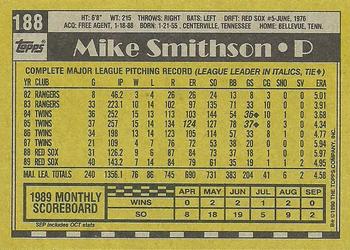 1990 Topps #188 Mike Smithson Back