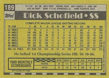 1990 Topps #189 Dick Schofield Back