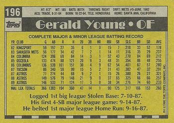 1990 Topps #196 Gerald Young Back