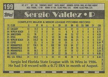 1990 Topps #199 Sergio Valdez Back
