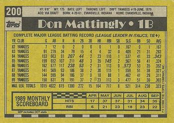 1990 Topps #200 Don Mattingly Back