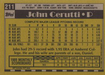1990 Topps #211 John Cerutti Back