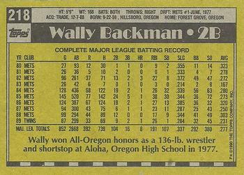 1990 Topps #218 Wally Backman Back