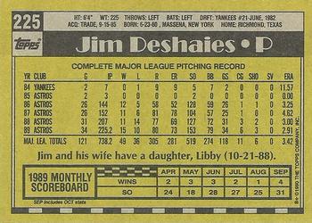 1990 Topps #225 Jim Deshaies Back