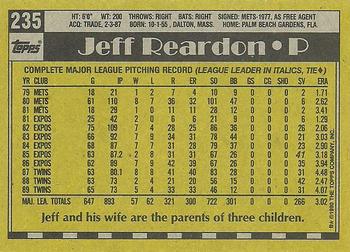 1990 Topps #235 Jeff Reardon Back