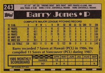 1990 Topps #243 Barry Jones Back
