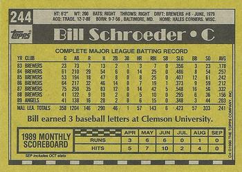 1990 Topps #244 Bill Schroeder Back