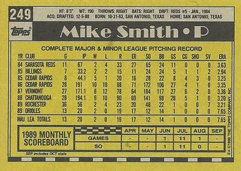 1990 Topps #249 Mike Smith Back