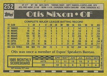 1990 Topps #252 Otis Nixon Back