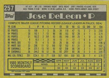 1990 Topps #257 Jose DeLeon Back