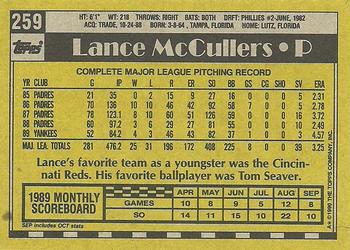 1990 Topps #259 Lance McCullers Back