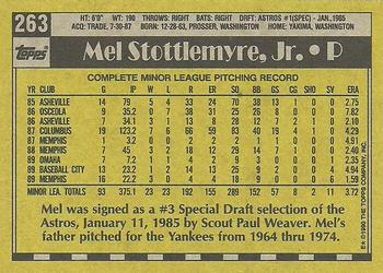 1990 Topps #263 Mel Stottlemyre, Jr. Back