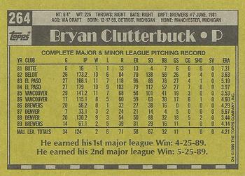 1990 Topps #264 Bryan Clutterbuck Back