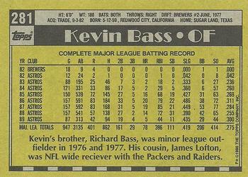 1990 Topps #281 Kevin Bass Back