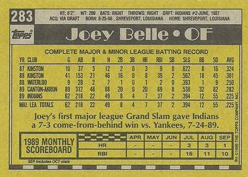 1990 Topps #283 Joey Belle Back