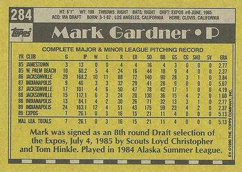 1990 Topps #284 Mark Gardner Back