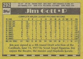 1990 Topps #292 Jim Gott Back