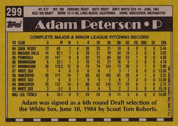 1990 Topps #299 Adam Peterson Back