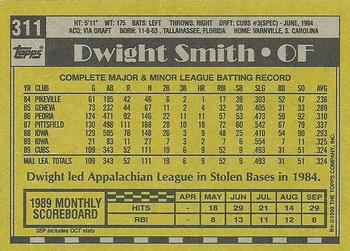 1990 Topps #311 Dwight Smith Back