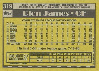 1990 Topps #319 Dion James Back